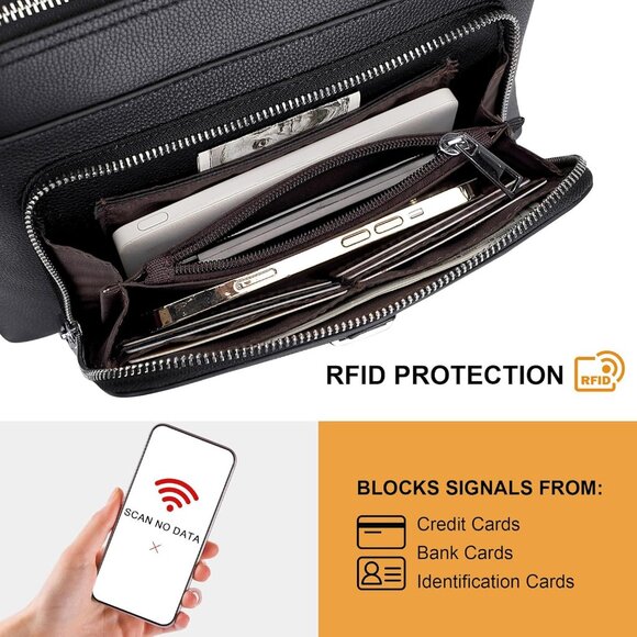 Luxury Black Cowhide Leather Crossbody Purse for Women - Sleek Design & Storage - Picture 4 of 8